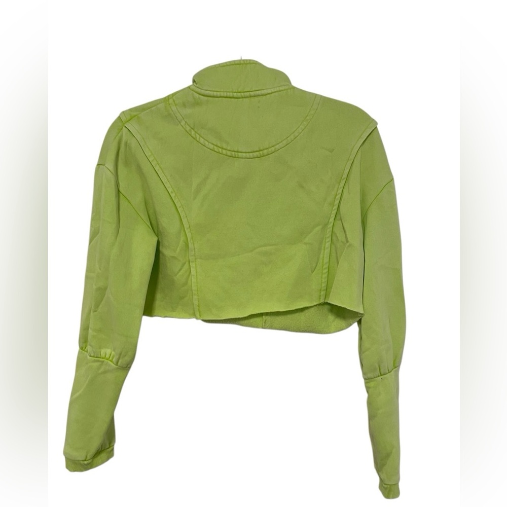 UO Out From Under Green Fleece Cropped 1/4 Zip Pullover - Picture 2 of 5